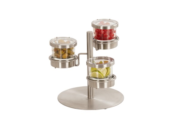 Stainless Steel 3 Tier Mixology Display - 16oz Jars With Hinged Lid